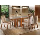 Conjunto Sala De Jantar Mesa Tampo Mdf E Vidro Com 6Cadeiras