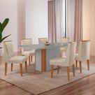 Conjunto Sala de Jantar Mesa Tampo MDF/Vidro 6 Cadeiras Ester