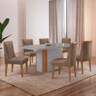 Conjunto Sala de Jantar Mesa Tampo MDF/Vidro 6 Cadeiras Ester