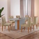 Conjunto Sala de Jantar Mesa Tampo MDF/Vidro 6 Cadeiras Ester