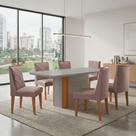 Conjunto Sala de Jantar Mesa Tampo MDF/Vidro 6 Cadeiras Ester