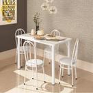 Conjunto Sala de Jantar Mesa Tampo MDP Roma 900 4 Cadeiras Tubulares Estofadas Branco