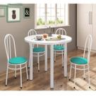 Conjunto Sala de Jantar Mesa Tampo MDP Veneza 960 e 4 Cadeiras Tubulares 900 Branco/Verde Turquesa