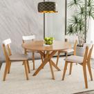Conjunto Sala de Jantar Mesa Tampo Redondo Madeira Maciça com 4 Cadeiras Rafa Espresso Móveis