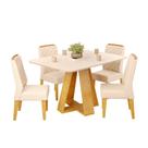 Conjunto Sala de Jantar Mesa Tampo Retangular Chanfrado Curvo Mad/Vid 120 x 90cm Kiara Cedro Off White e 4 Cadeiras Lidia Linho Neve- MABE MAGAZINE Conjunto Sala de Jantar Mesa Tampo Retangular Chanfrado Curvo Mad/Vid 120 x 90cm Kiara Cedro Off White e 4 Cadeiras Lidia Linho Neve- MABE MAGAZINE
