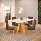 Conjunto Sala de Jantar Mesa Tampo Retangular Chanfrado Curvo Mad/Vid 120 x 90cm Kiara Cedro Off White e 4 Cadeiras Yasmin Veludo Moca- MABE MAGAZINE Conjunto Sala de Jantar Mesa Tampo Retangular Chanfrado Curvo Mad/Vid 120 x 90cm Kiara Cedro Off White e 4 Cadeiras Yasmin Veludo Moca- MABE MAGAZINE
