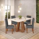 Conjunto Sala de Jantar Mesa Tampo Retangular Chanfrado Curvo Mad/Vid 120 x 90cm Kiara Freijó Off White e 4 Cadeiras Ayla Veludo Lunar- MABE MAGAZINE Conjunto Sala de Jantar Mesa Tampo Retangular Chanfrado Curvo Mad/Vid 120 x 90cm Kiara Freijó Off White e 4 Cadeiras Ayla Veludo Lunar- MABE MAGAZINE