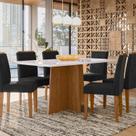 Conjunto Sala de Jantar Mesa Tampo Vidro/mdf Anitta 160 Cm com 6 Cadeiras Ana