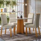 Conjunto Sala de Jantar Mesa Tampo Vidro/MDF Anitta 90cm com 4 Cadeiras Mariah