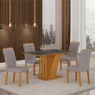 Conjunto Sala de Jantar Mesa Tampo Vidro/MDP com 4 Cadeiras Miami Yescasa Conjunto Sala de Jantar Mesa Tampo Vidro/MDP com 4 Cadeiras Miami Yescasa