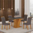 Conjunto Sala de Jantar Mesa Tampo Vidro/MDP com 4 Cadeiras Miami Yescasa Conjunto Sala de Jantar Mesa Tampo Vidro/MDP com 4 Cadeiras Miami Yescasa