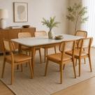 Conjunto Sala de Jantar Mesa Tangará Vidro e 6 Cadeiras Liz Madeira Maciça CabeCasa MadeiraOriginals Marrom/Off White/Caramelo Conjunto Sala de Jantar Mesa Tangará Vidro e 6 Cadeiras Liz Madeira Maciça CabeCasa MadeiraOriginals Marrom/Off White/Caramelo