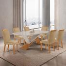 Conjunto Sala de Jantar Mesa Texas Tampo 180cm Canto Copo de Mdf/vidro e 6 Cad Athenas