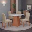 Conjunto Sala De Jantar Mesa Trento Quadrada 4 Cadeiras Trieste Dobuê Madeirado Bege Conjunto Sala De Jantar Mesa Trento Quadrada 4 Cadeiras Trieste Dobuê Madeirado Bege