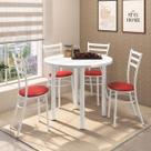 Conjunto Sala de Jantar Mesa Veneza Tampo MDP 960 e 4 Cadeiras Tubulares 950 Branco/Vermelho