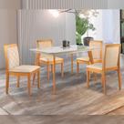 Conjunto Sala de Jantar Mesa Versales 120cm com 4 Cadeiras Berlim estrutura em madeira Maciça e Tampo MDF/Vidro