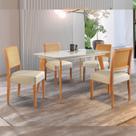 Conjunto Sala de Jantar Mesa Versales 120cm com 4 Cadeiras Versales estrutura em madeira Maciça e Tampo MDF/Vidro