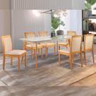Conjunto Sala de Jantar Mesa Versales 140cm com 6 Cadeiras Hydra estrutura em madeira Maciça e Tampo MDF/Vidro