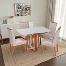 Conjunto Sala de Jantar Mesa Viena com 4 Cadeiras Madeira Maciça Estofada e Bordada Liz Espresso Móveis