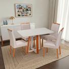Conjunto Sala de Jantar Mesa Viena com 4 Cadeiras Madeira Maciça Estofada e Bordada Liz Espresso Móveis