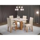 Conjunto Sala de Jantar Mesa Ville Tampo Vidro/MDF com 4 Cadeiras Venus