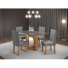 Conjunto Sala de Jantar Mesa Ville Tampo Vidro/MDF com 4 Cadeiras Venus
