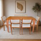 Conjunto Sala de Jantar Mesa Vitória 160x80 Tampo Madeira 6 Cadeiras Viena Tela Madeira Cinamomo Conjunto Sala de Jantar Mesa Vitória 160x80 Tampo Madeira 6 Cadeiras Viena Tela Madeira Cinamomo