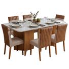 Conjunto Sala de Jantar Montreal 6 Lugares Tampo em MDF com Vidro Bege Mesa 160cm Viero Móveis