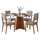 Conjunto Sala de Jantar Moove 4 Lugares Mesa 120cm Tampo MDF com Cadeiras Linho Madeirado Cinza