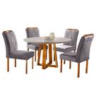 Conjunto Sala de Jantar Natalle e Rubi 4 Lugares Mesa Redonda 1m e 4 Cadeiras Moveis Mix