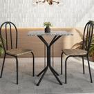 Conjunto Sala de Jantar para Cozinha Mesa Tampo Granito Quadrada e 2 Cadeiras Juliete