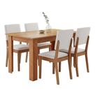 Conjunto Sala de Jantar Place Mesa 1,10m 4 Lugares Tampo MDP Madeirado e Bege Viero Móveis