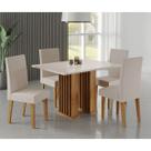 Conjunto Sala de Jantar Quebec Mesa 120x80com Tampo Sem Vidro e 4 Cadeiras Venus Mel/Blonde/Pastel - Casa Giulia