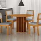 Conjunto Sala de Jantar Redonda MDF com 4 Cadeiras Flora Marrom/Cinamomo/Cinza