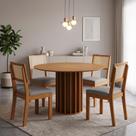 Conjunto Sala de Jantar Redonda MDF com 4 Cadeiras Flora Marrom/Cinamomo/Cinza Conjunto Sala de Jantar Redonda MDF com 4 Cadeiras Flora Marrom/Cinamomo/Cinza