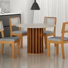 Conjunto Sala de Jantar Redonda Vidro MDF com 4 Cadeiras Flora Marrom/Cinamomo/Cinza