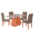 Conjunto Sala de Jantar Retangular 4 Lugares Mesa Tampo de Vidro 130 cm Agata Cadeiras Estofadas Paola Wood Cimol Madeira/Off White/Joli Conjunto Sala de Jantar Retangular 4 Lugares Mesa Tampo de Vidro 130 cm Agata Cadeiras Estofadas Paola Wood Cimol Madeira/Off White/Joli