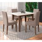 Conjunto Sala de Jantar Retangular Mesa Kate 120cm e 04 Cadeiras Josi Poliman Móveis