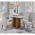 Conjunto Sala de Jantar Santorini Mesa 120x80cm sem Vidro e 4 Cadeiras Iza Mel/Blonde/Pastel - Casa Giulia