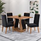 Conjunto Sala de Jantar Serenata Mesa 120x80cm e 4 Cadeiras Iza Mel/Preto - Casa Giulia