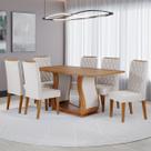 Conjunto Sala de Jantar Serenata Mesa 160x80cm e 6 Cadeiras Iza Mel/Bege - Casa Giulia Conjunto Sala de Jantar Serenata Mesa 160x80cm e 6 Cadeiras Iza Mel/Bege - Casa Giulia
