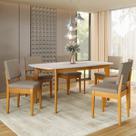Conjunto Sala de Jantar Siera 6 Lugares Retangular Madeira Maciça Miami