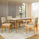 Conjunto Sala de Jantar Siera 6 Lugares Retangular Madeira Maciça Miami