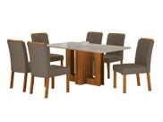 Conjunto Sala de Jantar Sofia 1,60m tampo vidro off com 6 Cadeiras Jade