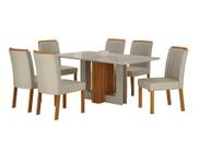 Conjunto Sala de Jantar Sofia 1,60m tampo vidro off com 6 Cadeiras Jade Conjunto Sala de Jantar Sofia 1,60m tampo vidro off com 6 Cadeiras Jade