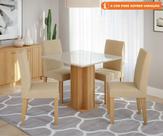 Conjunto Sala De Jantar Sophia 95X95 Tampo MDF/Vidro 4 Cadeiras Maia Cimol Nature/Offwhite/Gengibre Conjunto Sala De Jantar Sophia 95X95 Tampo MDF/Vidro 4 Cadeiras Maia Cimol Nature/Offwhite/Gengibre