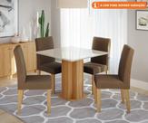 Conjunto Sala De Jantar Sophia 95X95 Tampo MDF/Vidro 4 Cadeiras Maia Cimol Nature/Offwhite/Mascavo Conjunto Sala De Jantar Sophia 95X95 Tampo MDF/Vidro 4 Cadeiras Maia Cimol Nature/Offwhite/Mascavo
