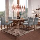 Conjunto Sala de Jantar Tampo 170x90cm Vidro/mdf Genova com 6 Cadeiras Smart Plus