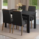 Conjunto Sala de Jantar Tampo de Madeira 4 Cadeiras Hera Madesa