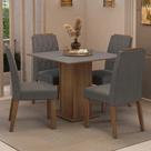 Conjunto Sala de Jantar Tampo de Madeira 4 Cadeiras Rustic/Cinza/Silver Cannes Madesa Conjunto Sala de Jantar Tampo de Madeira 4 Cadeiras Rustic/Cinza/Silver Cannes Madesa